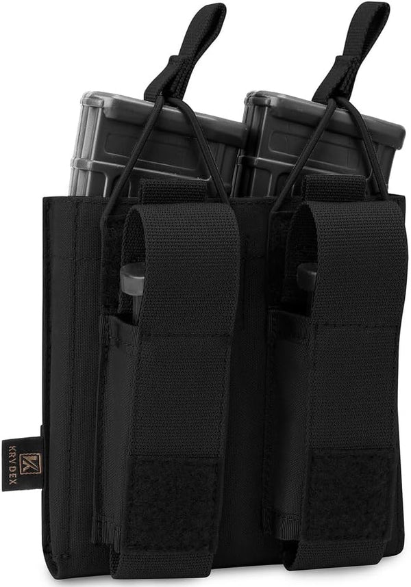 KRYDEX Open-Top Mag Pouch for 5.56 .223 Magazine with 1911 HK45 Glock 9mm Pistol Mag Pouch