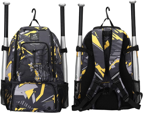 Sports Baseball & Softball Bat Bag for Youth & Adults, Backpack with Shoe Compartment and Fence Hook