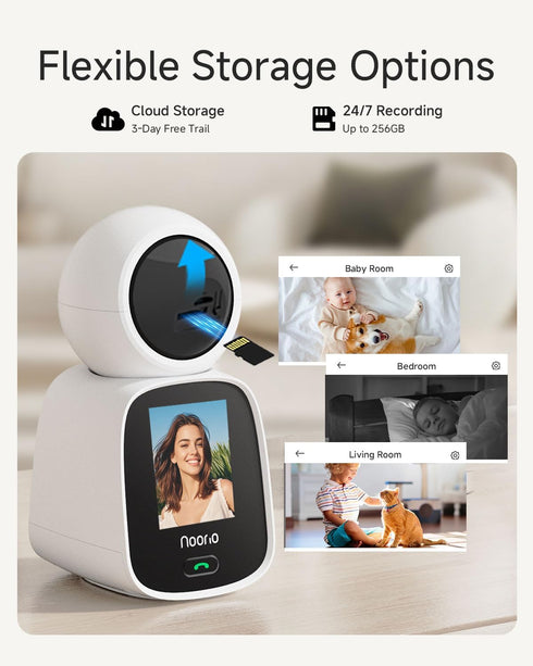 Noorio 5G 2K 360 2.4 Inch CL200 Two Way Video Calling Camera, One Click Call Pet Camera with Phone App, PTZ Dog Cam