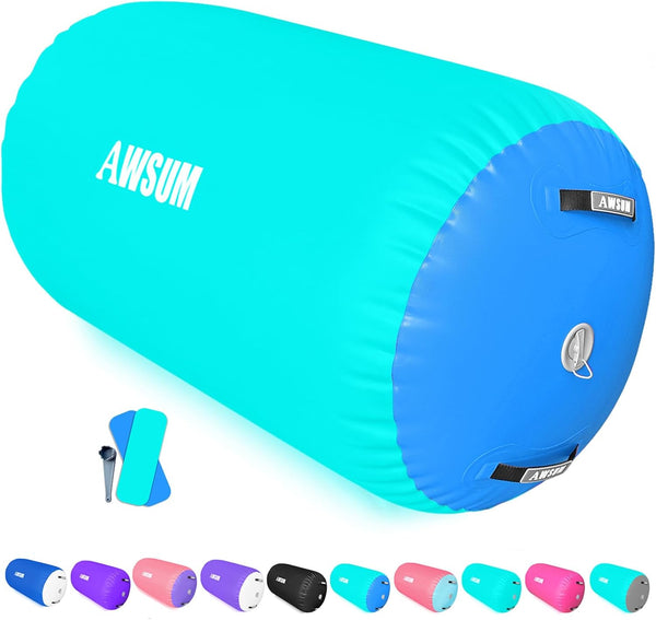 AWSUM Air Roller Gymnastics Barrel Inflatable Tumbling Mat Back Handspring Trainer for