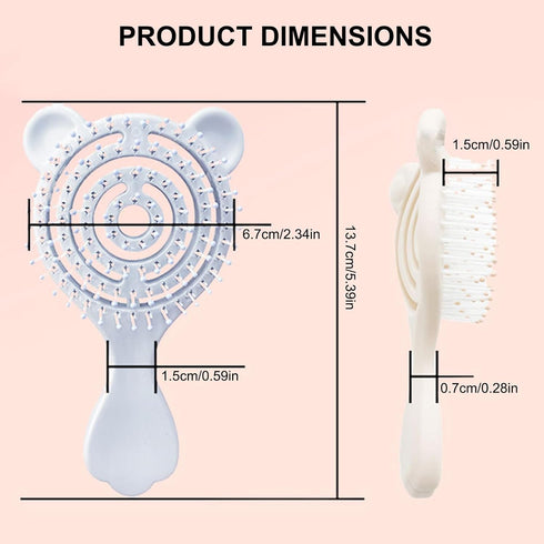 Cat-Ear Design Puppy Brush, Gentle Soft-Bristle Small Dogs Plastic Detangling Grooming Tool, Fit for Yorkie Shih Tzu