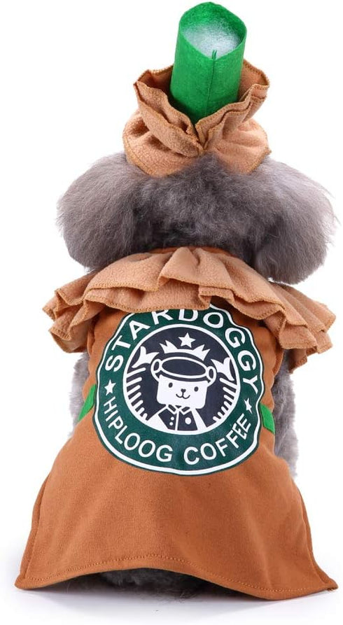 Latte Dog Costume, Funny Iced Coffee Outfit for Halloween, Winter Warm Cosplay for Small Medium Dogs