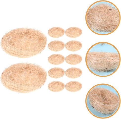 12pcs Hemoton Faux Bird Nest Decorative Ornaments for Crafts Landscape Photography Props Lightweight Rustic Style