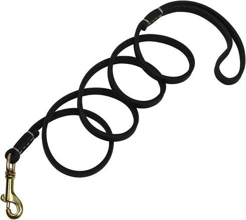 Reopet Genuine Leather Dog Leash for Small & Medium Dogs, 4/5/6 Feet, 3/8" x 6', Black