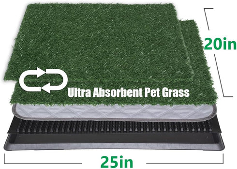 2-Pack Reusable Training Pad Potty with Replaceable Artificial Grass Quick Absorbent Indoor Portable Dog Patio Potty