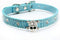 Cute Fancy Skull Diamond Crystal Rhinestone Leather Small Pet Dog Cat Collar Puppy (Blue, S)