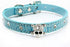 Cute Fancy Skull Diamond Crystal Rhinestone Leather Small Pet Dog Cat Collar Puppy (Blue, S)