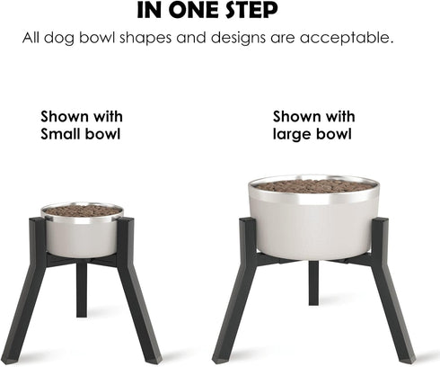 Dog Bowl Stand for Medium Large Dogs, Adjustable Width Elevated Holder for 7-10.6" Bowls, 11 inch Tall, Black