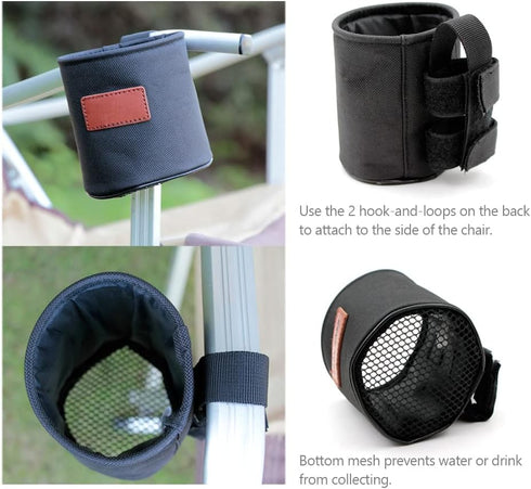 Backpacking 3.5" 4.1" Camping Chair Cup Holder - Beach Chair Drink or Water Bottle Side Holder Accessory for Helping