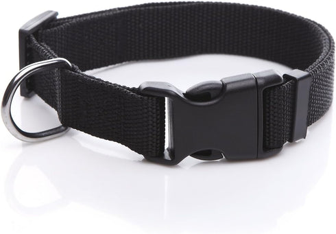 Adjustable Nylon Dog Collar | Pet Collar 1 Inch 3/4 Inch 5/8 Inch Wide for Large Medium Small Dogs (3/4 Inch, Black)