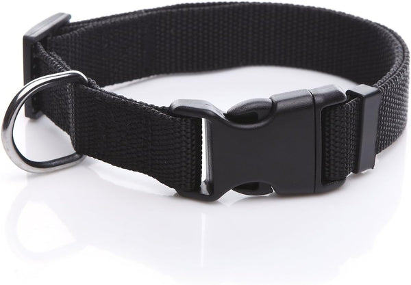 Adjustable Nylon Dog Collar | Pet Collar 1 Inch 3/4 Inch 5/8 Inch Wide for Large Medium Small Dogs (3/4 Inch, Black)