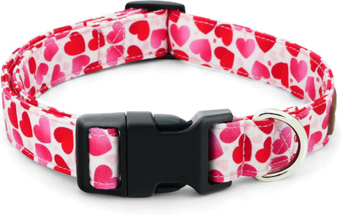 Valentine's Day Dog Collar, Cute Adjustable Heart Collar for Boy and Girl Dogs, Strong Plastic Buckle, M