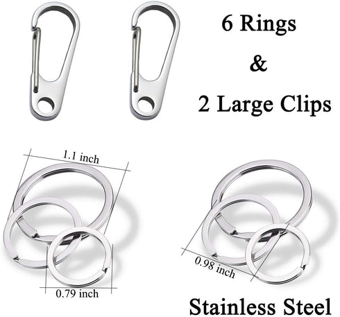 IVIA Dog Tag Clips, 2 Pack, 304 Stainless Steel Quick Clip with Rings for Small Pet Collars and Harnesses