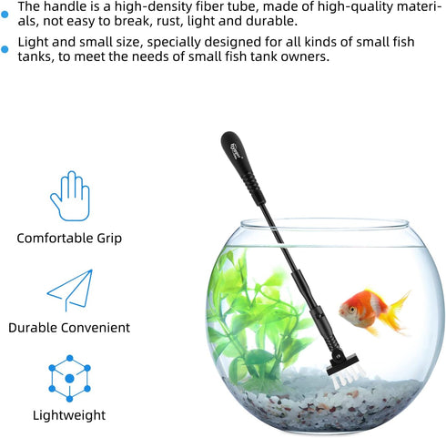 hygger Small Fish Tank Cleaner, Aquarium Cleaning Tools Kit with Handle and Accessories