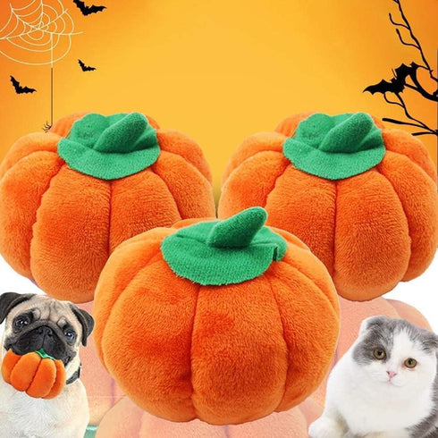 Funny Pumpkin Chew Toys, Orange Pet Toy, Plush Dog Cat Toy, Squeak Pet Supplies
