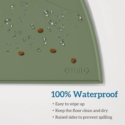 OHMO - Cat Food Mat, Silicone Pet Feeding Mat for Floor Non-Skid Waterproof Dog Water Bowl Tray, Easy to Clean Pet