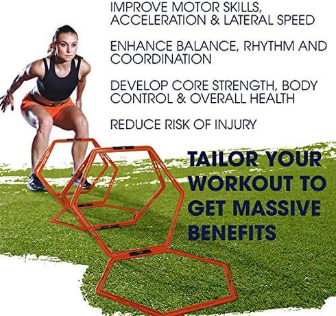 Yes4All Hex Agility Rings/Speed Rings with Carrying Bag for Agility Training