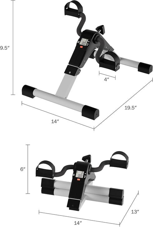 Portable Under Desk Stationary Fitness Machine - Indoor Exercise Pedal Bike for Arms, Legs, Physical Therapy, Calorie