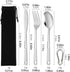 Set, 3-Piece Set Set) Stainless Steel Utensil Reusable Travel Cutlery with Storage Bag & Carabiner, Portable Stainless