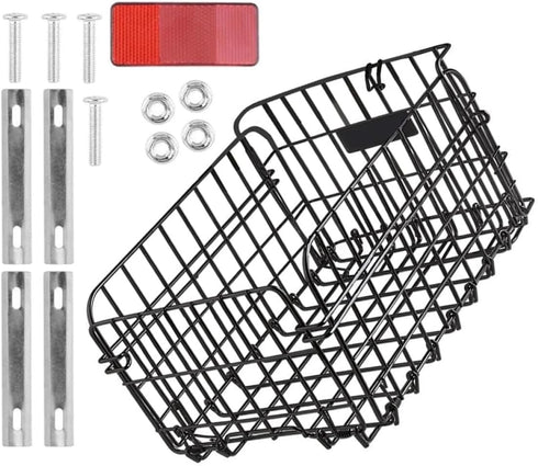 GLEAVI Folding Bike Rear Basket Metal Mesh Storage Rack Detachable Carrier with