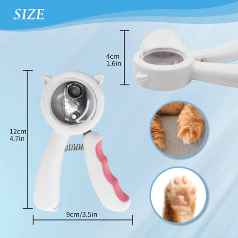 WishLotus Pet Nail Clippers, Anti-Slip and Splash Dogs Nail Clipper with Clear Baffle and Hide Nail File Cat Claw Clippers Grooming Tool Accessories for Small Animals Nail Trimming (Pink)