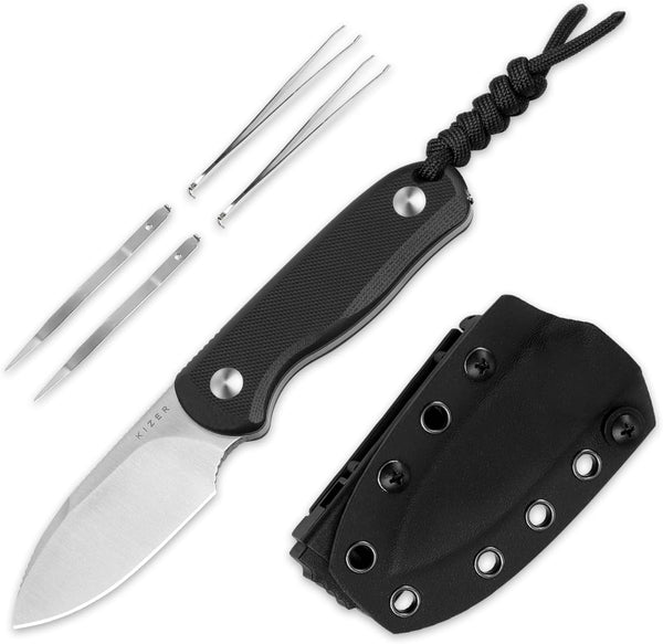 Kizer Drop Bear Fixed Blade Knife, 2.57" D2 Satin Blade EDC Camping