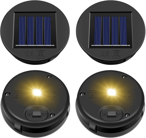 Replacement Solar Light Parts, 4 Pack Solar Lights Replacement Top, 8 lumens,