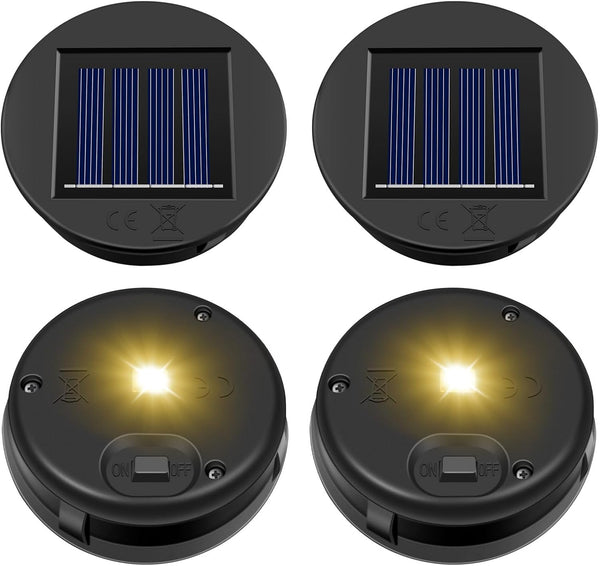 Replacement Solar Light Parts, 4 Pack Solar Lights Replacement Top, 8 lumens,