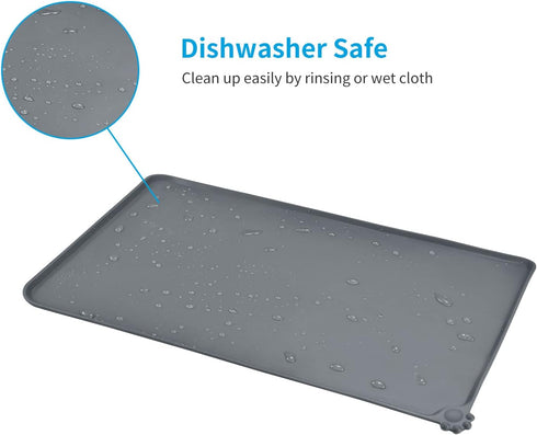AUDWUD Silicone Waterproof Pet Feeding Mats, Anti-Slip Bowl Pad, Dog Mat for Food and Water