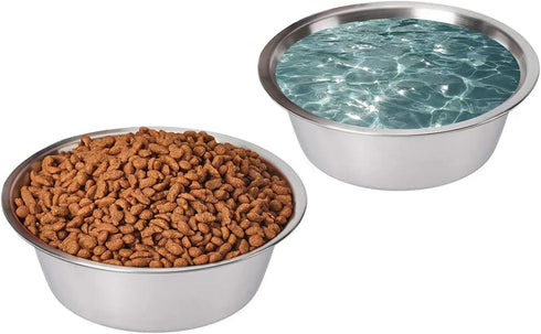 Stainless Steel Pet Bowls Set - Cat and Dog Small Bowls, 12 OZ Food and Water Dishes, Set of 2