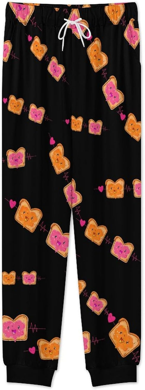 Generic Set Peanut Butter Jelly Heartbeat Men's Pajamas Long Sleeve Sleepwear Crew Neck Loungewear Tops And Bottom