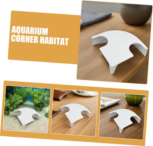 BESPORTBLE Aquarium Corner Hideout Cave with Two Holes Fish and Shrimp Shelter Small White Fish Tank Shelter
