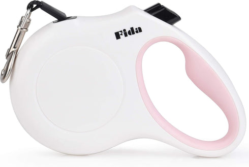 Fida 16 ft Retractable Dog Leash for Small Dogs up to 26lbs, Tangle Free, White
