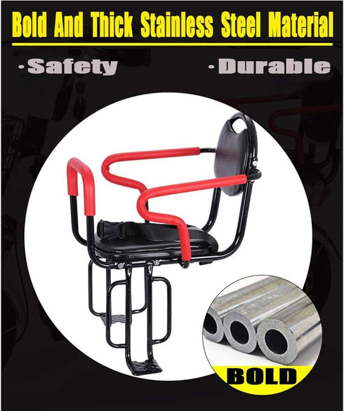 Wing Enterprises 50Kg Child Bicycle Seat Rear Mounted, Metal Bike Seat Back Mount Safety Baby Carrier Seat with Cushion