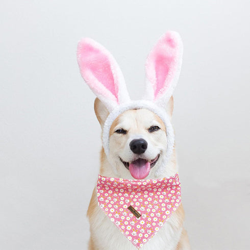 Bandana-1PC Dog Rabbit Print Dog Bandanas Easter Bandanas Holiday Bandanas Spring Bandanas Bibs Scarf Square Pink Soft