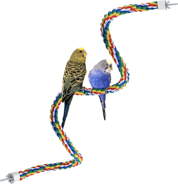 Bird Rope Perches for Parrots, Cockatiels, Parakeets, Budgie Cages, Comfy Colorful Rope Toy (41inch Metal Nut)
