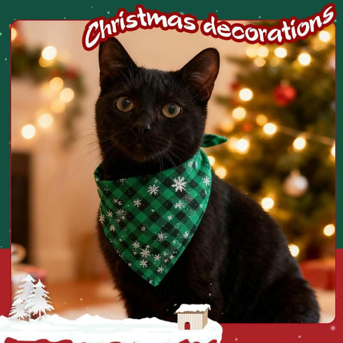 YangQian Christmas Bandana Dog Scarf Large Medium Small Dog Kerchief Bandana Holidays Triangle Cat Bib Green Plaid Pet