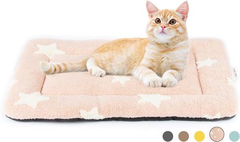 Mora Pets Cat Bed for Indoor Cats - Washable Dog Crate Pad, Soft Flat Puppy Mattress, Anti-Slip Pink 22 x 13