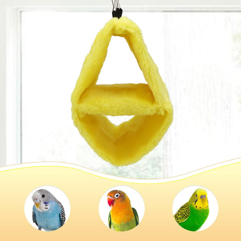 Wontee Bird Parrot Plush Hammock, Dual Layer Nest Shed for Parrot, Macaw, Budgies, Cockatiels (S, Yellow)