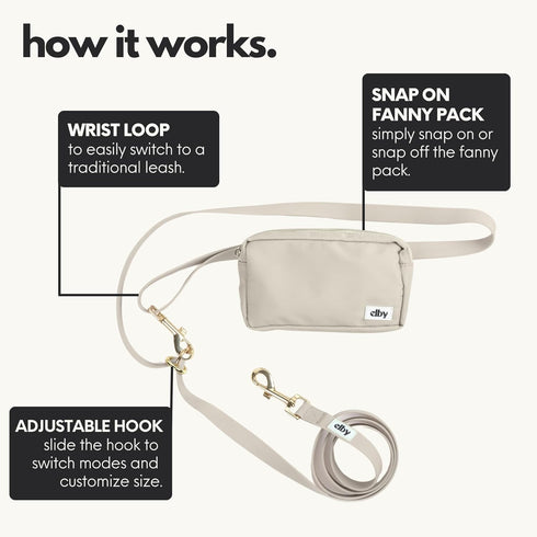 Hands Free Dog Leash with Treat Pouch Waterproof Cross Body & Waist Leash for Dog Walking and Training with Poop Bag