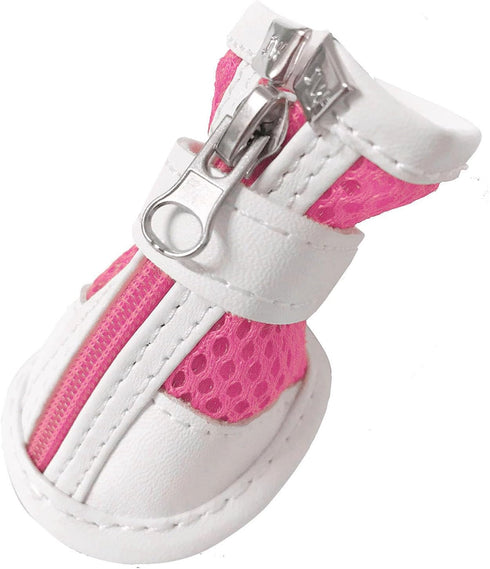 Zunea Small Dog Shoes for Hot Pavement, Breathable Mesh Boots, Adjustable Non-Slip Zipper Pet Booties, Pink 5#