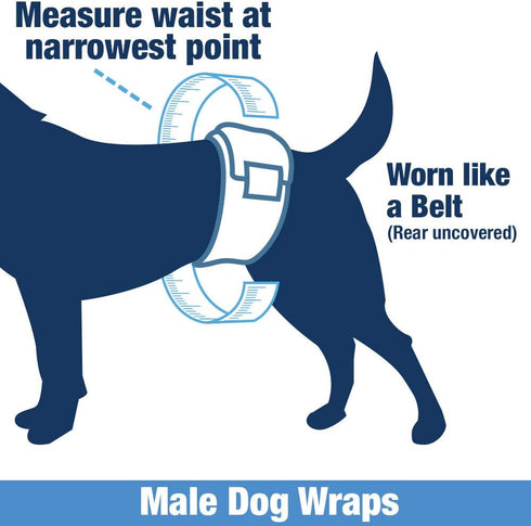 1-Tab 72 Count Male Wraps, Disposable Dog Diapers, Carbon, Large, - Activated Charcoal, Snag-Free Fastener, Leak