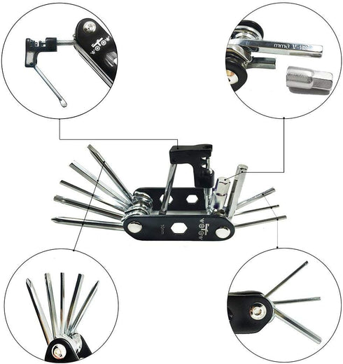 WOTOW 14 in 1 Bike Repair Tool Kit & Saddle Bag, Multitool Set with Portable Under Seat Bag for Road Mountain Bicycle