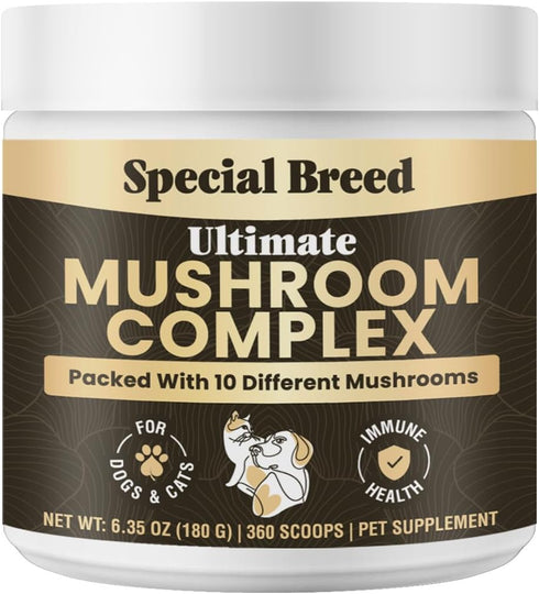 Mushroom Powder for Dogs & Cats - Organic Mushroom Complex for Immunity