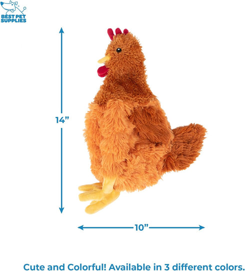 Best Pet Supplies Chicken Crinkle Plush Dog Toy for Interactive Play, Cute Brown Chicken Shape