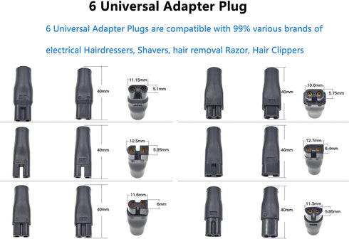 Universal Replacement Charger USB for Electric Hairdressers, Dog Clippers, Shavers, Compatible Voltage 3.7V - 5V with 6