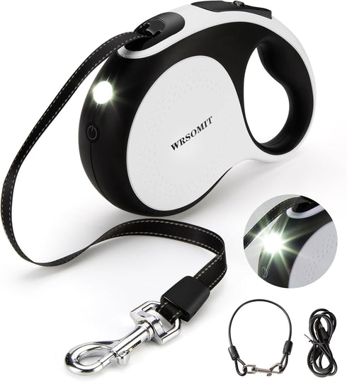 Retractable Dog Leash with Chew Proof Cable and LED Flashlight, 16Ft Heavy Duty Leash for Small Medium Large Dogs