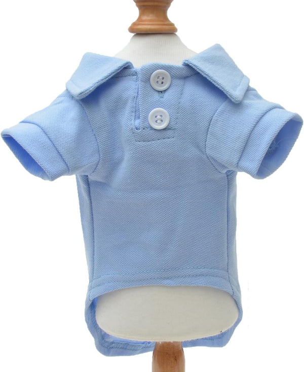lovelonglong Basic Dog Polo Shirts, Premium Cotton, Sky-Blue XL for Large Medium Small Dogs