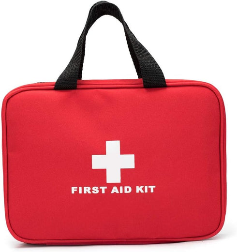 Red First Aid Bag, Empty Travel Rescue Pouch for Compact Survival Medicine, Green