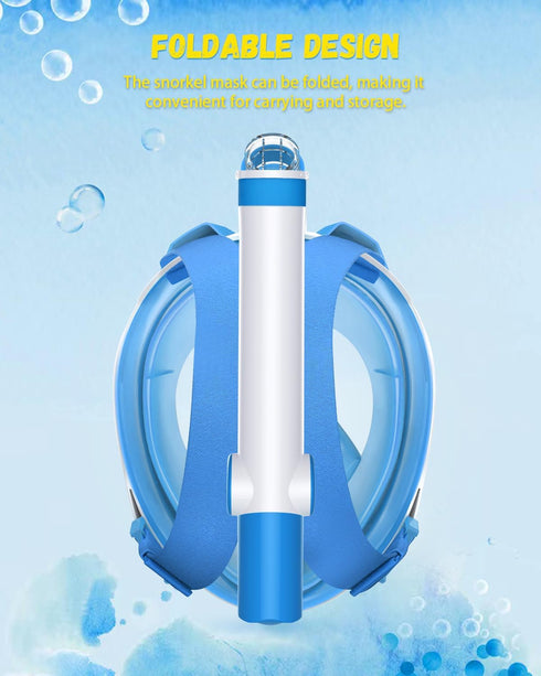 W WSTOO Kids Full Face Snorkel Mask with Dry Top Safe Breathing System, 180 Degree Panoramic View